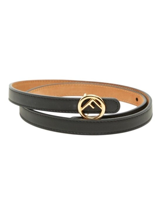 Fendi IS Logo Reversible Belt 75 30 Black Gold Leather